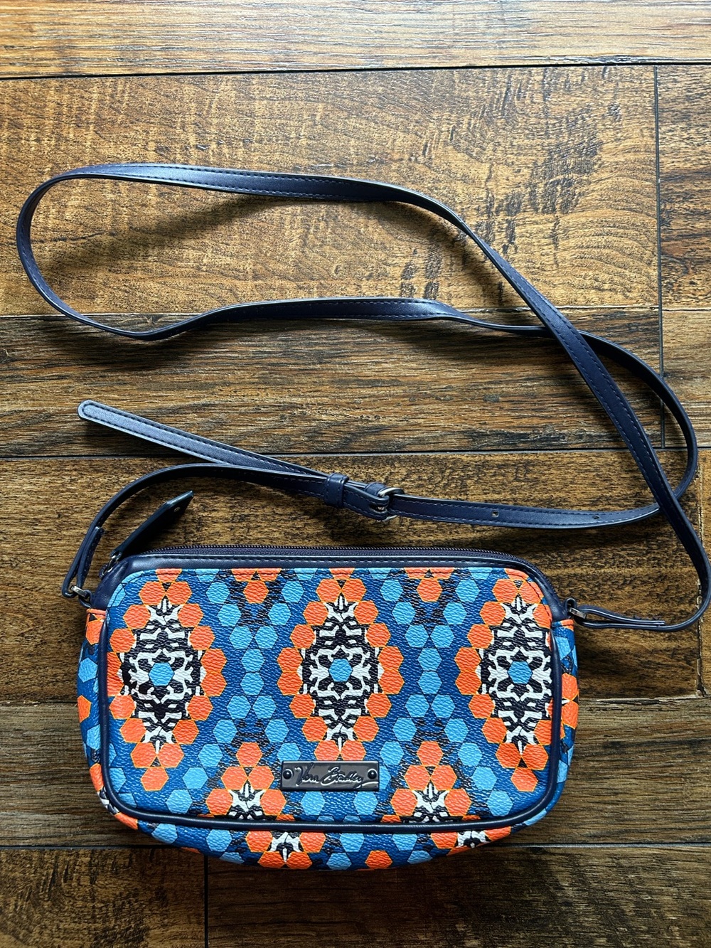 Vera Bradley Small Crossbody Marrakesh Beads pattern faux leather orange blue